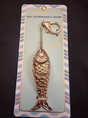 piper•k Gold Tone Fish Bag Charm Keyring
